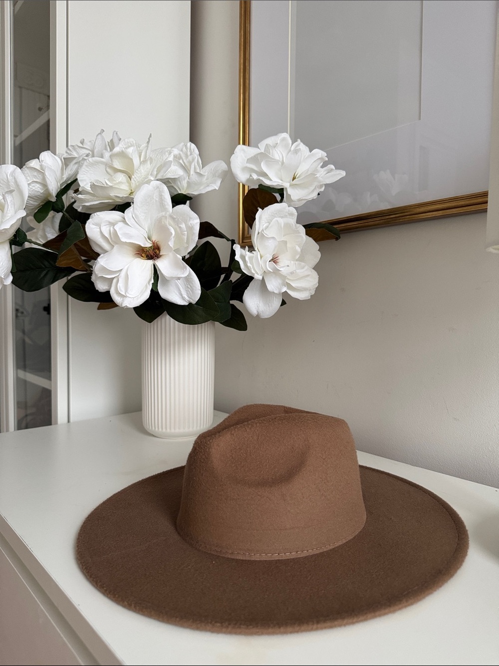 Wide Brim Brown Wool Fedora Hat